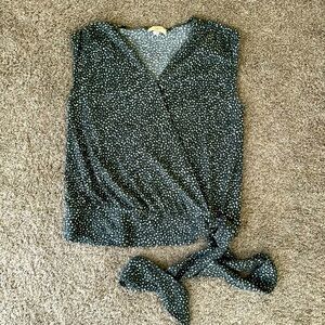 LOFT Outlet Gray Tie-Front Blouse